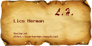 Lics Herman névjegykártya